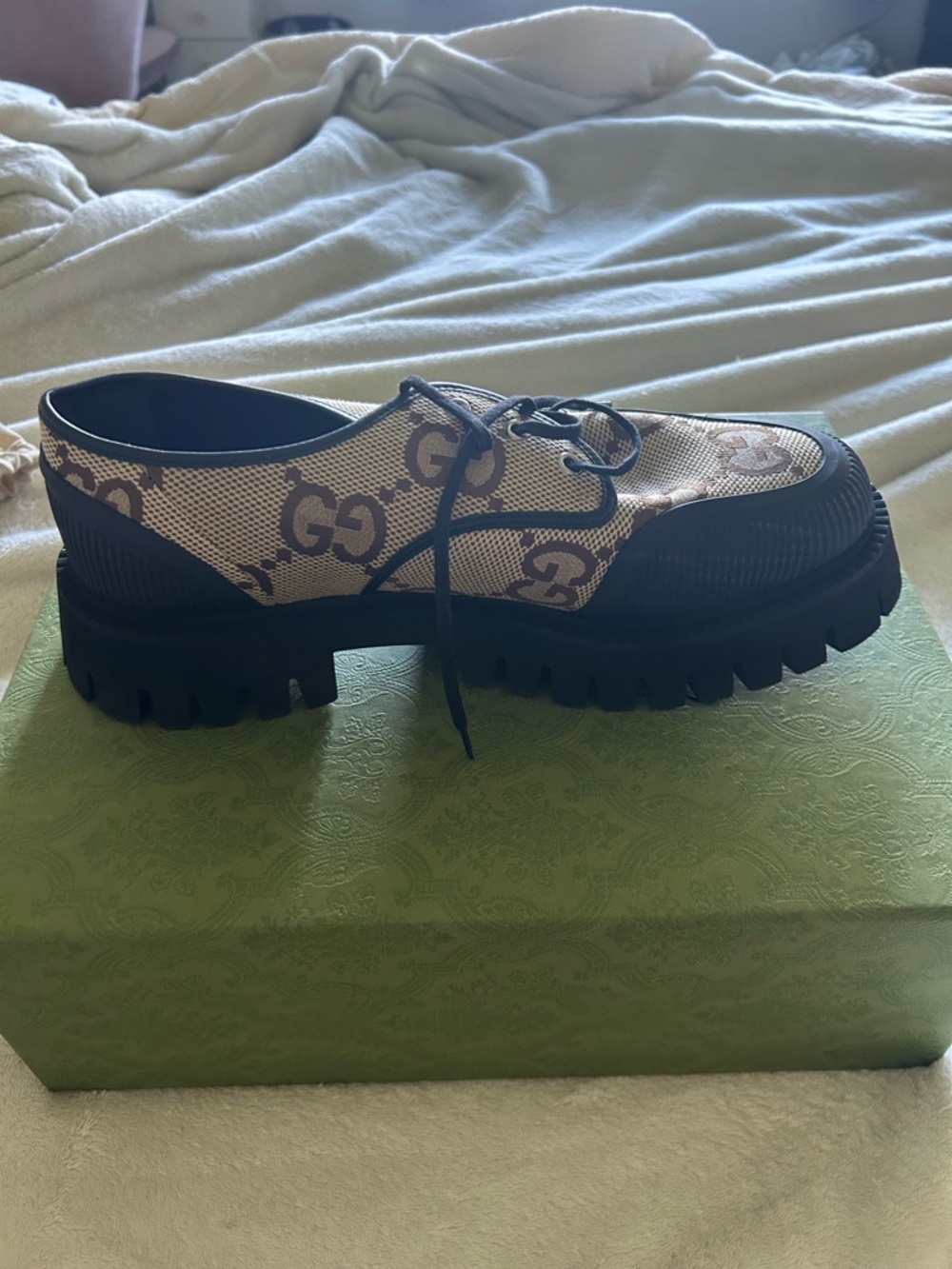 Gucci Camel Ebony Nero Macro GG Canvas Sneakers - Picture 5 of 5